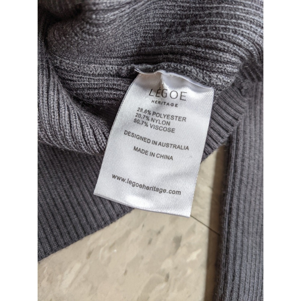 LEGOE HERITAGE Grey Ribbed Knit Breastfeeding Wrap Front Long Sleeve Sweater Top - Picture 4 of 9